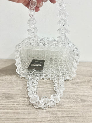 n.a. plastic beads acrylic top handle bag