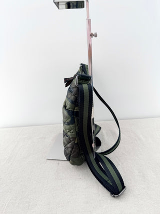 Oliver Thomas quilted nylon camo cross body bag and pouch