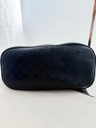 Gucci guccissima leather embossed dome satchel bag with long strap