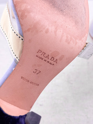 Prada PVC slide velvet sandals with bow, 37