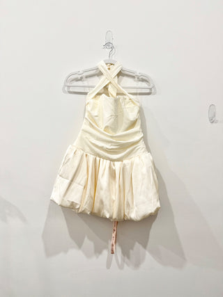 NWT Oh Polly Ludmila Halterneck Lace-Up Bubble Corset Micro Mini Dress Ivory 6