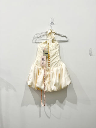 NWT Oh Polly Ludmila Halterneck Lace-Up Bubble Corset Micro Mini Dress Ivory 6