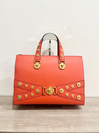 Versace leather tribute tote bag with strap