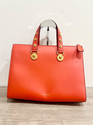 Versace leather tribute tote bag with strap