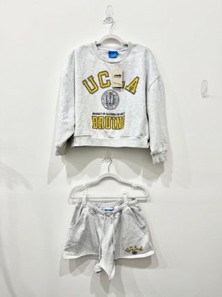 UCLA Sweat Set: Pullover Sweatshirt and Drawstring Shorts Gray Women's Size M