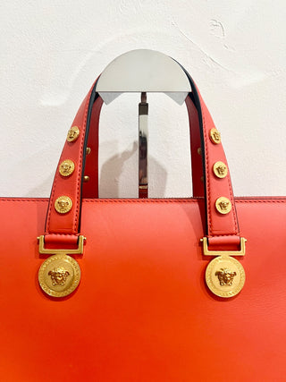 Versace leather tribute tote bag with strap