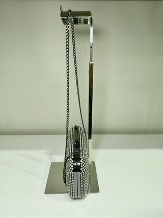 Olga Berg rhinestone embellished clutch bag with chain