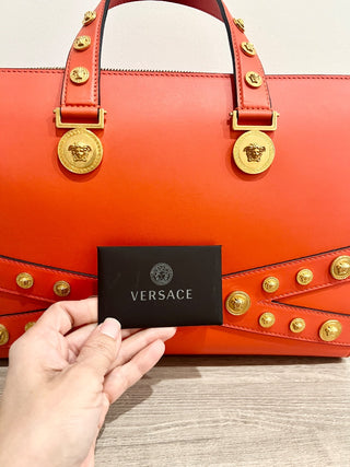 Versace leather tribute tote bag with strap
