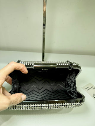Olga Berg rhinestone embellished clutch bag with chain