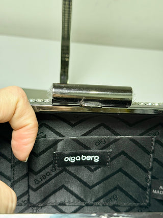 Olga Berg rhinestone embellished clutch bag with chain