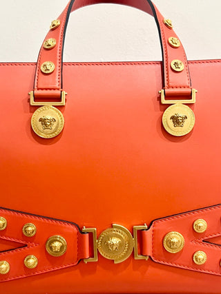 Versace leather tribute tote bag with strap