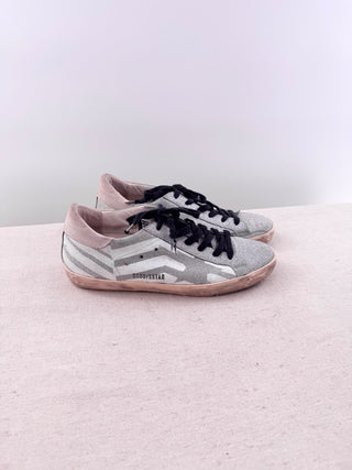 Golden Goose Deluxe Brand GGDB Superstar Silver Glitter Low-Top Sneakers, 39