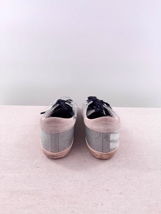 Golden Goose Deluxe Brand GGDB Superstar Silver Glitter Low-Top Sneakers, 39