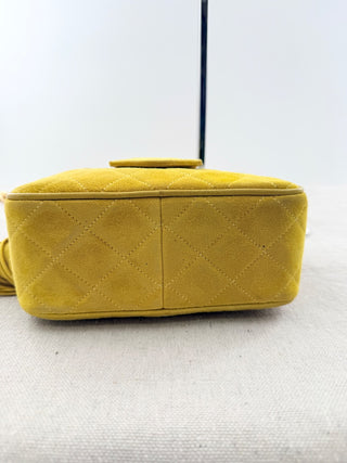 Chanel Quilted suede camera bag with tassel zipper, and gold strap