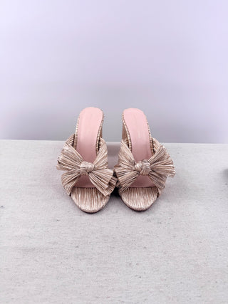 Loeffler Randall Penny Gold Pleated Bow Heel, 10