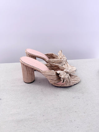 Loeffler Randall Penny Gold Pleated Bow Heel, 10