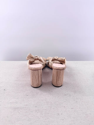 Loeffler Randall Penny Gold Pleated Bow Heel, 10