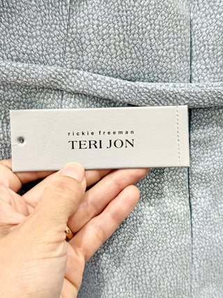 NWT Teri Jon by Rickie Freeman Jacquard Cascade Ruffle Mermaid Gown Light Blue 6