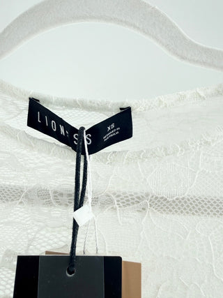 NWT Lioness Lace Short Sleeve Bodycon T-Shirt Maxi Dress White Women's Size XS