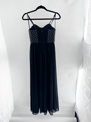 Alice & Olivia Ciel Studded Leather Sleeveless Corset Maxi Dress Black Women's 2