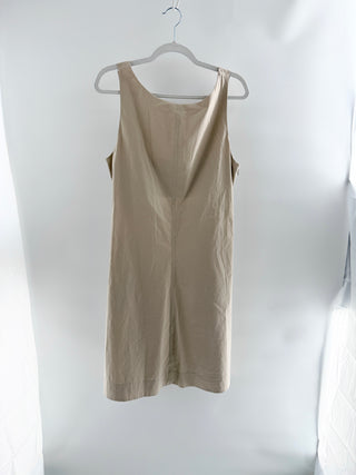 NWT Theory Ciceema Poplin Sleeveless Knee Length Fit & Flare Dress Light Clay 10