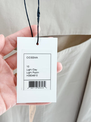 NWT Theory Ciceema Poplin Sleeveless Knee Length Fit & Flare Dress Light Clay 10