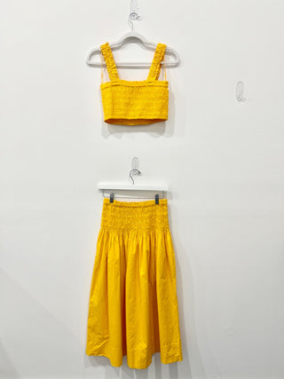 Rhode Tanya Crop Top & Lilou Midi Skirt 2 Piece Set Tangerine Women's Size S