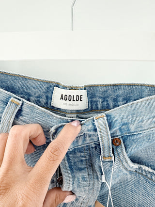 Agolde Parker High Waisted Long Denim Jean Shorts Twister Women's Size 27