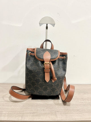 Celine mini backpack folco triomphe canvas and calf skin