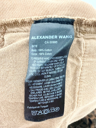 Alexander Wang Bite Leopard Print Denim Cutoff Short  Brown Womenn's Size 28