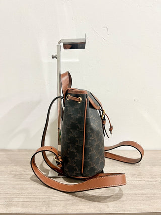 Celine mini backpack folco triomphe canvas and calf skin