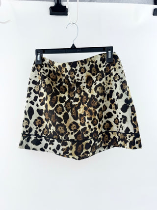 Alexis animal print mini skirt satin, S