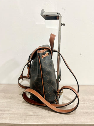 Celine mini backpack folco triomphe canvas and calf skin