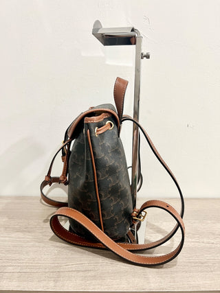Celine mini backpack folco triomphe canvas and calf skin