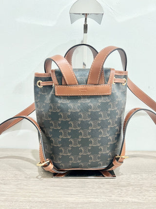Celine mini backpack folco triomphe canvas and calf skin