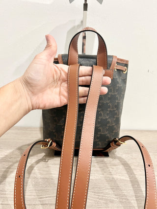 Celine mini backpack folco triomphe canvas and calf skin