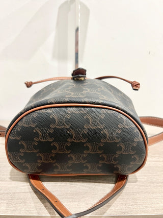 Celine mini backpack folco triomphe canvas and calf skin