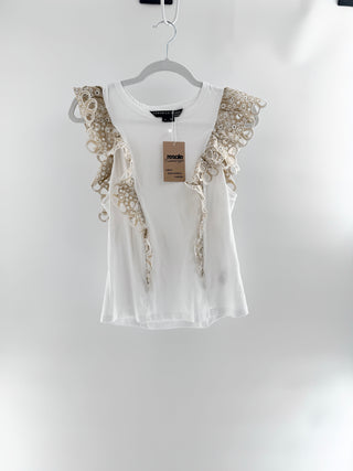 Veronica Beard cotton eyelet ruffle top, XS