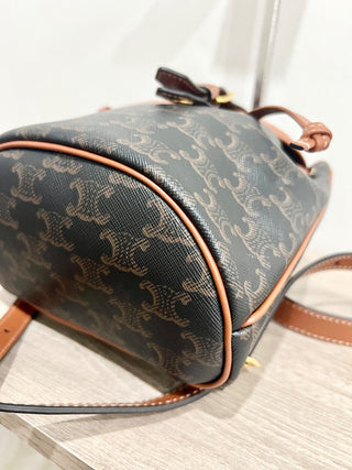 Celine mini backpack folco triomphe canvas and calf skin