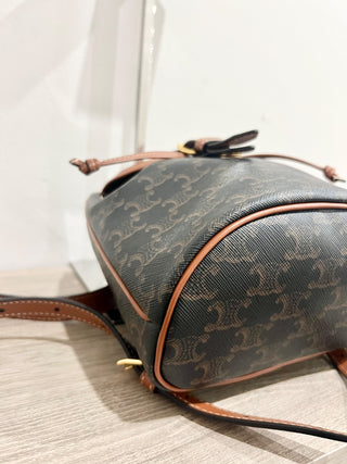Celine mini backpack folco triomphe canvas and calf skin