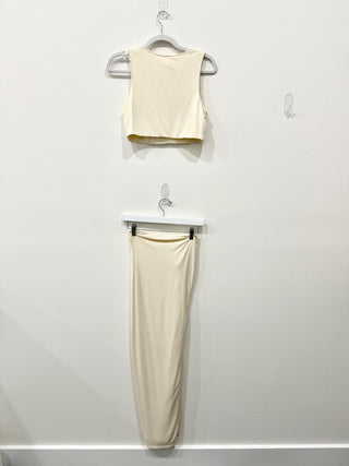 Camila Coelho Fellie Crop Top & Claire Midi Skirt Set Cream Women's Size Medium