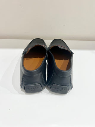Bally Perthy Leather Loafers Black w/ Red and White Stripe Men's Size 12