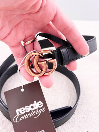 Gucci thin leather GG marmont belt, 80/32