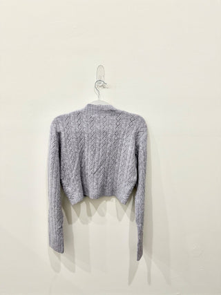 Astr The Label Long Sleeve Knot Front Cropped Knit Sweater Lilac Women's Size M