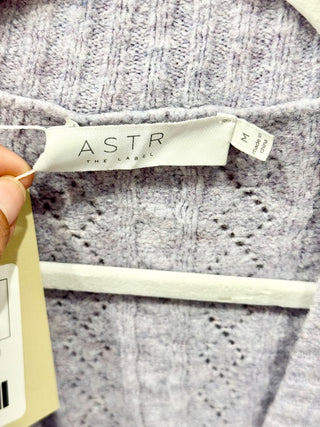 Astr The Label Long Sleeve Knot Front Cropped Knit Sweater Lilac Women's Size M