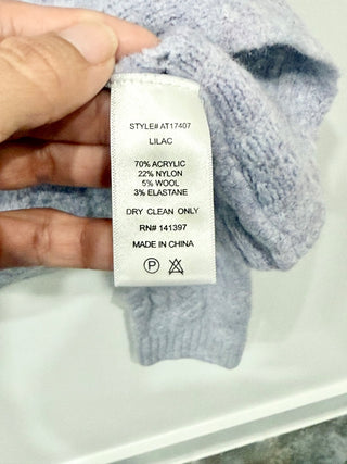 Astr The Label Long Sleeve Knot Front Cropped Knit Sweater Lilac Women's Size M