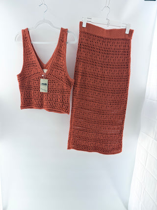 Nation LTD Crochet Set; Adriana Tank Top & Driana Midi Skirt Ginger Women Medium