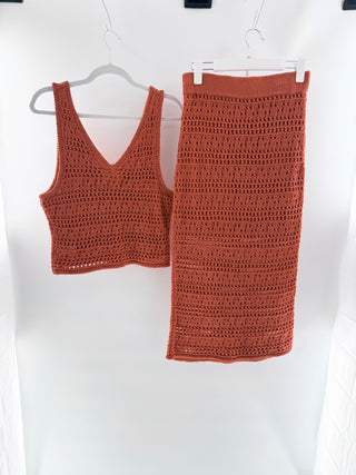 Nation LTD Crochet Set; Adriana Tank Top & Driana Midi Skirt Ginger Women Medium
