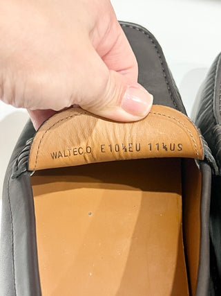 Bally Perthy Leather Loafers Brown w/ Red and White Stripe Men's Size 11.5