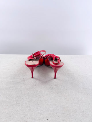 Valentino patent leather heel slingback pumps with bow, 40